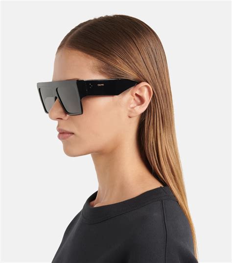 celine big black sunglasses|celine flat top sunglasses black.